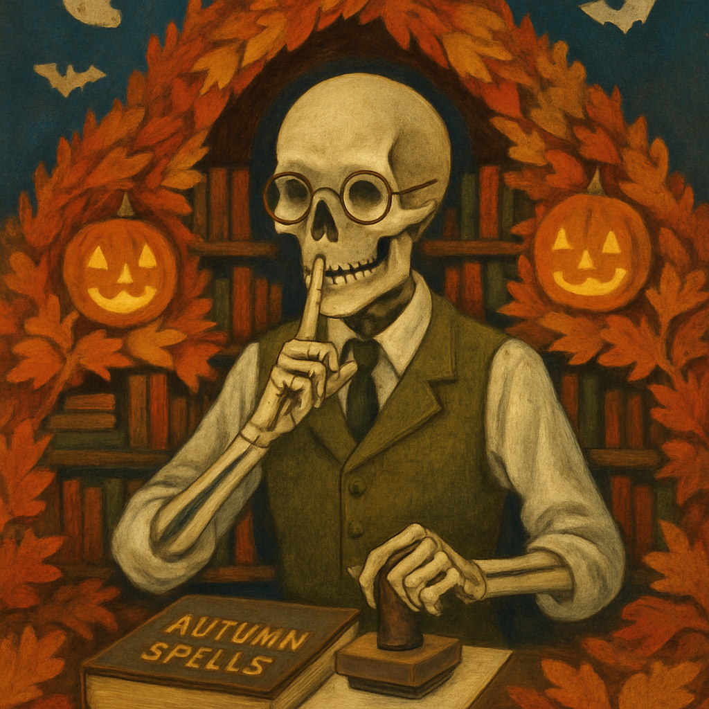 Skeleton Librarian Of The Forbidden Leaf Pile painting diamond kit