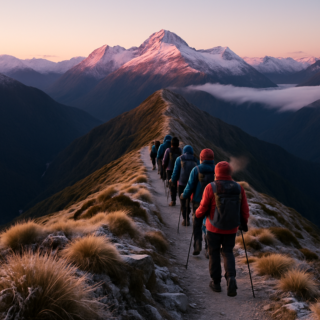Kepler Track Winter Dawn With Fiordland Peaks New Zealand painting diamond kit