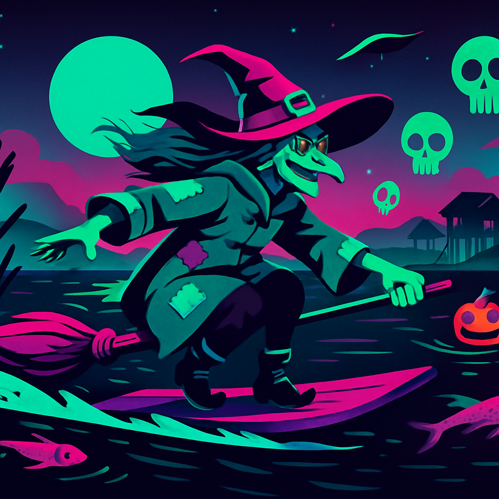 Marsh Witch Surfing The Night Tide diamonded painting kits