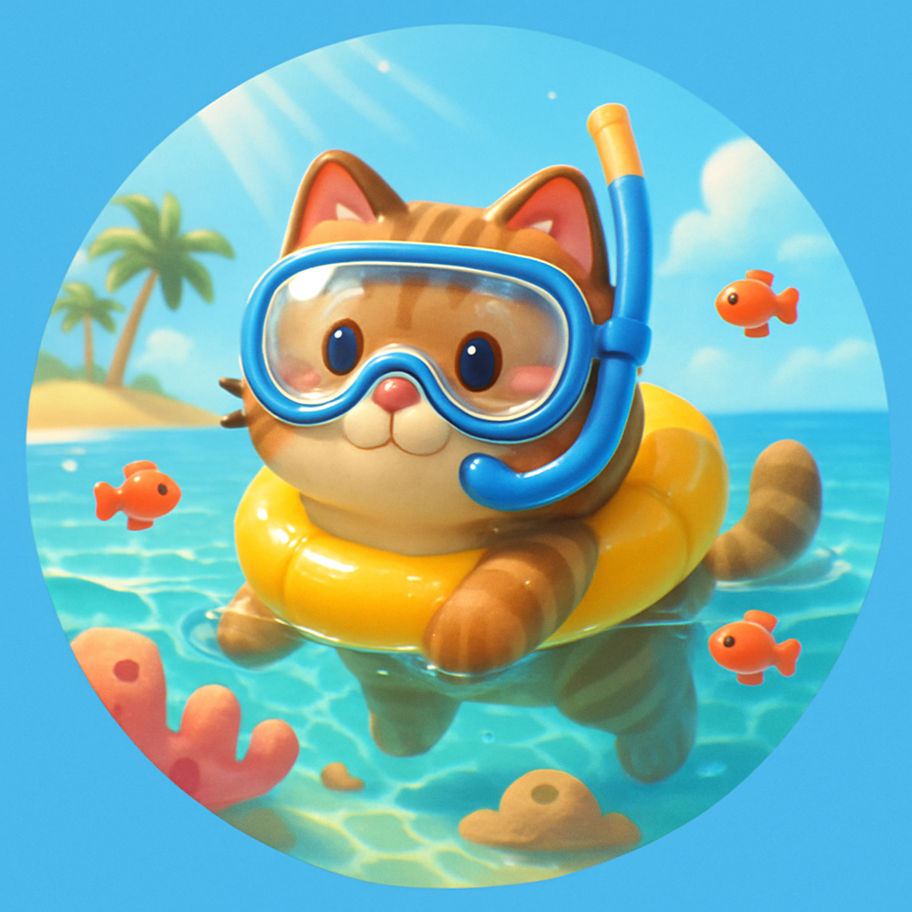 Snorkel Cat Reef Parade Painting by diamonds kit