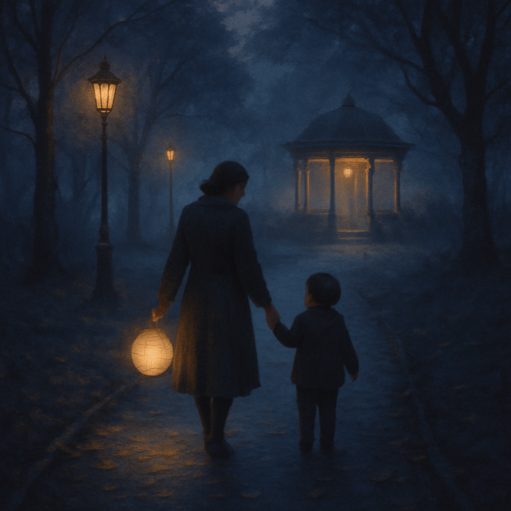 Lantern Walk At Dusk When Motherhood Becomes The Way Home paint by diamonds