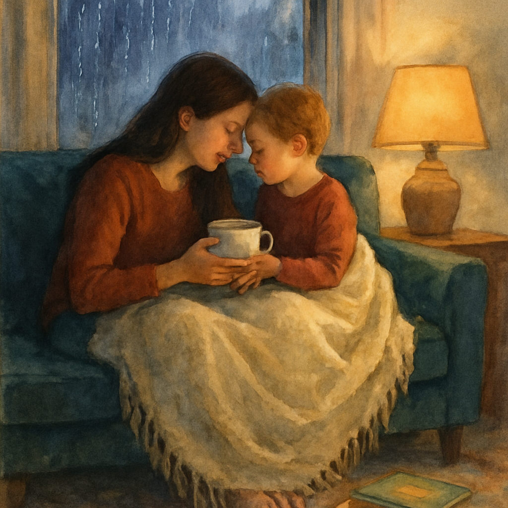 Rainy Window Lullaby Two Silhouettes Wrapped In Warmth DIY paint by diamonds