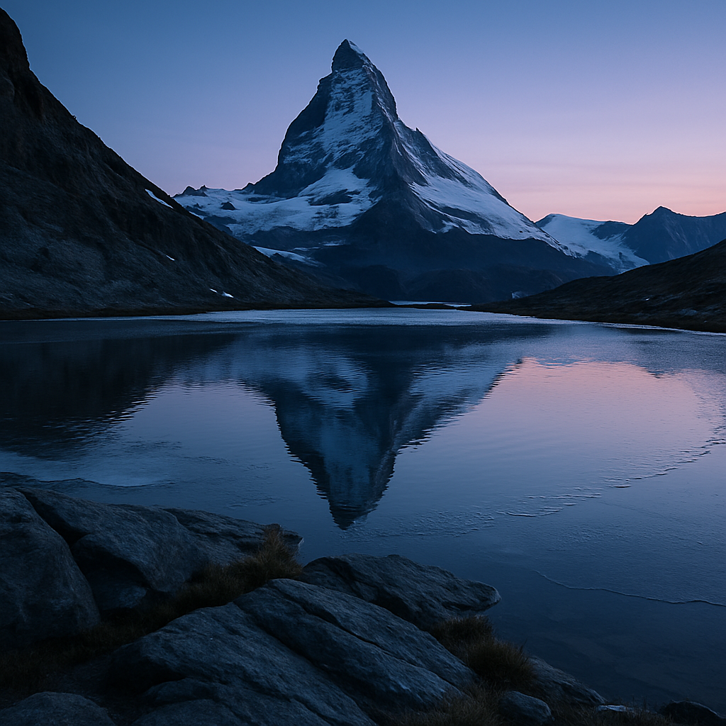 Blue Hour Over The Matterhorn From Riffelsee DIY paint by diamonds