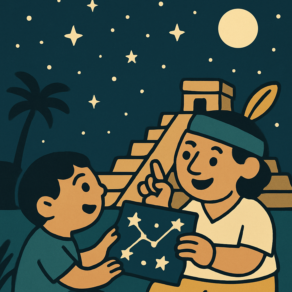 Ancient Maya Observatory Star Counting Night painting diamond kit