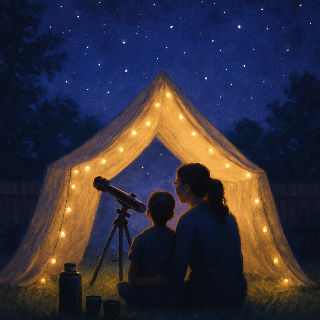 Stargazing Promises A Blanket Fort Observatory For Two paint by diamond