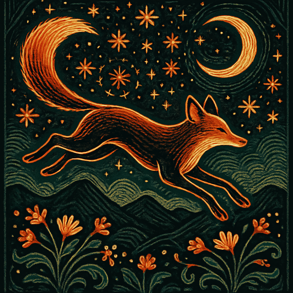 Starlit Fox In The Ember Orchard diamonded painting kits