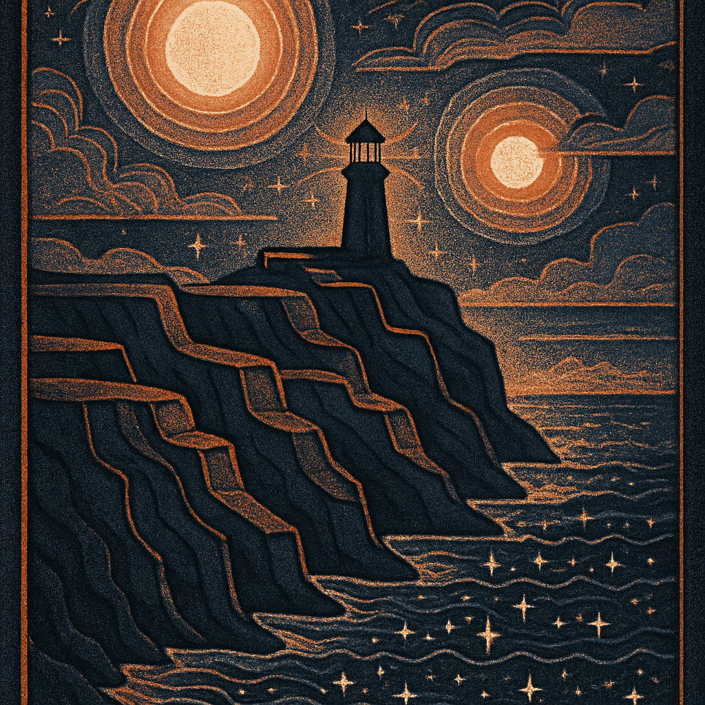 Lighthouse Cliffs Beneath Two Moons diamonded painting kits