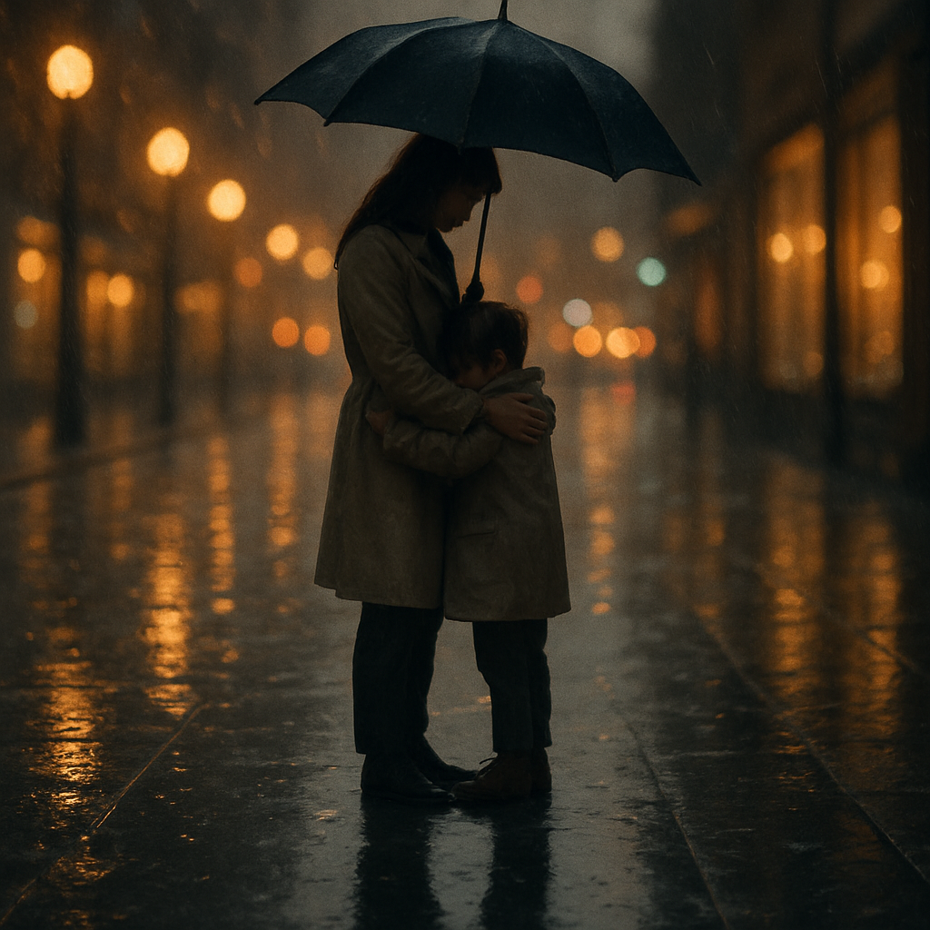 City Rain Serenade Under One Shared Umbrella DIY paint by diamonds