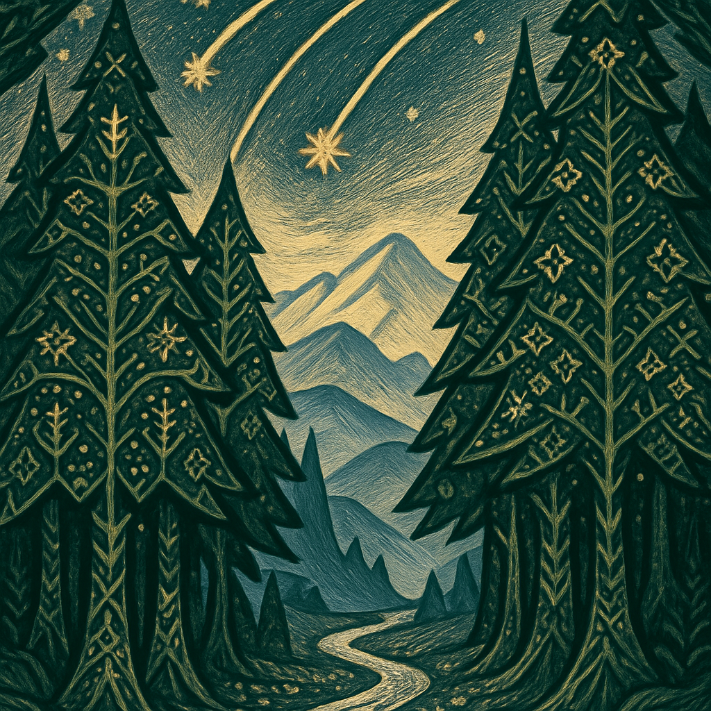 Pine Cathedral Valley With Meteor Lanterns paint by diamonds