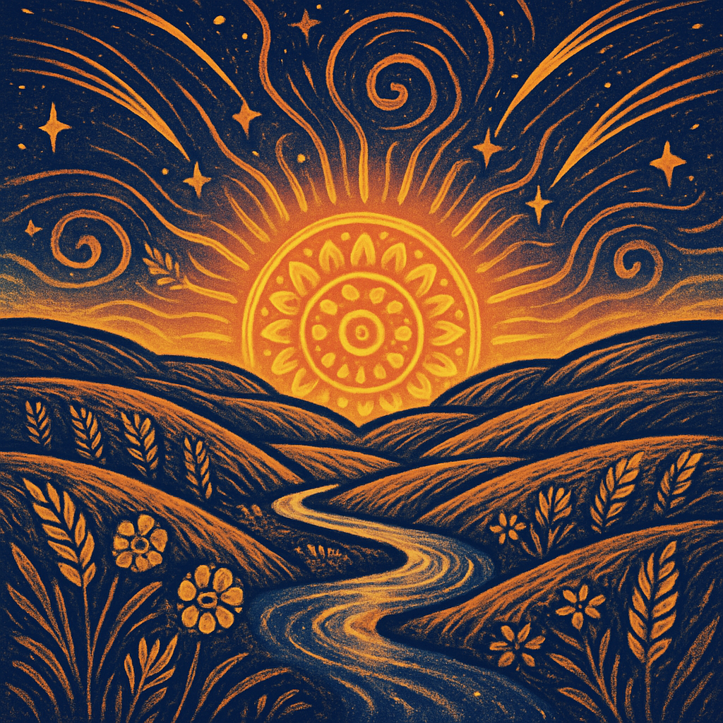 Sunwheel Prairie And The Comet Windmill Sky diamonded painting kits