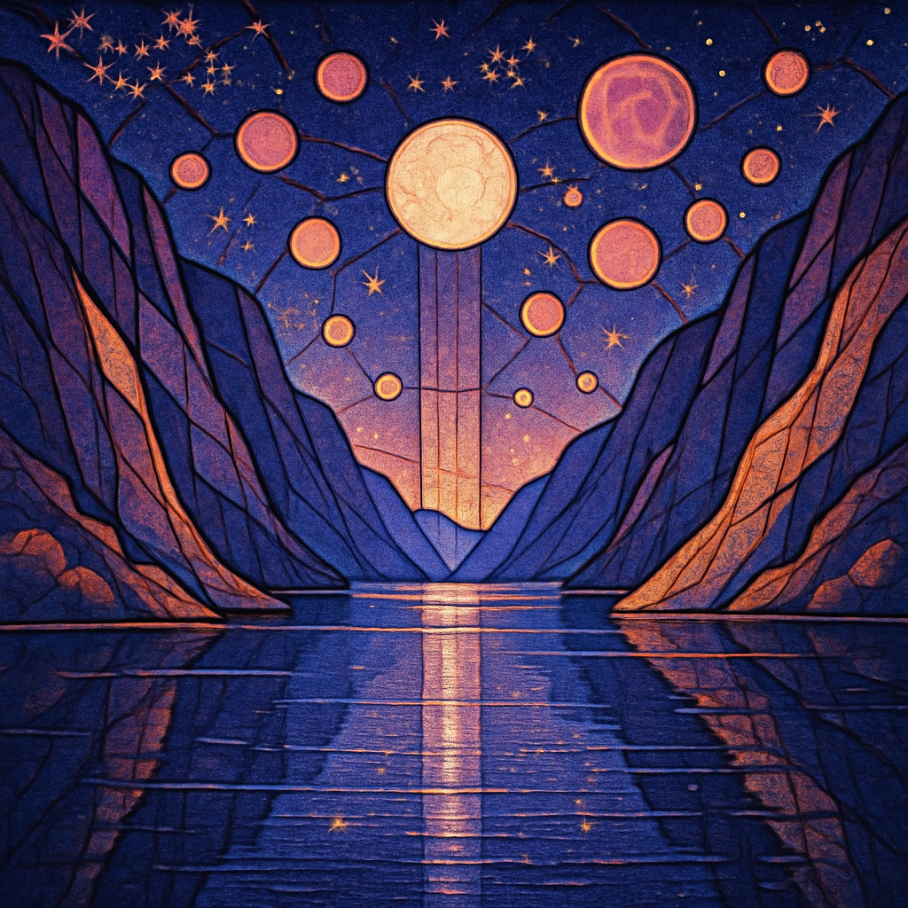 Lavender Fjord With Floating Planet Lanterns Paint by diamonds kits