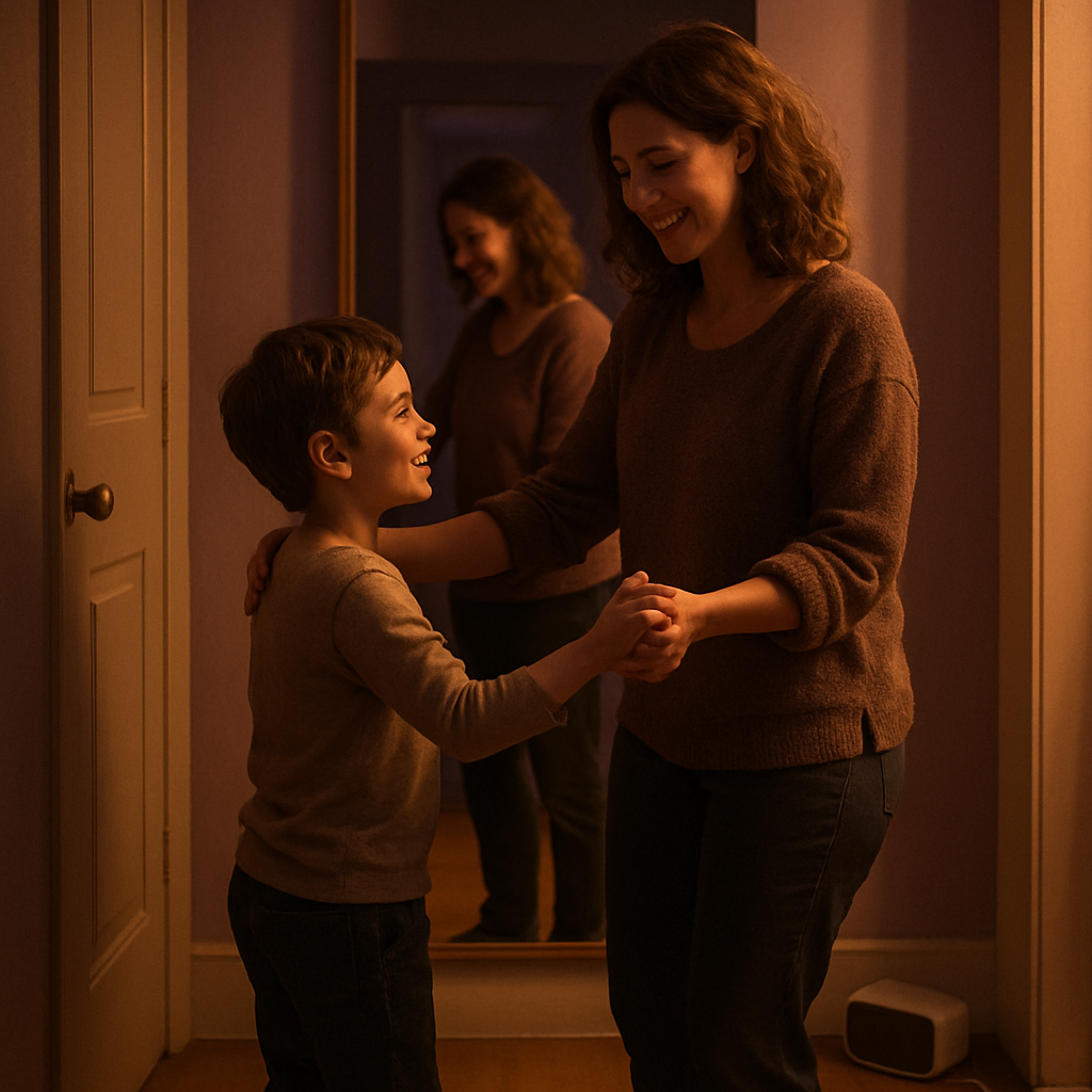 First Dance Lesson In The Quiet Glow Of The Hallway Mirror painting diamond kit