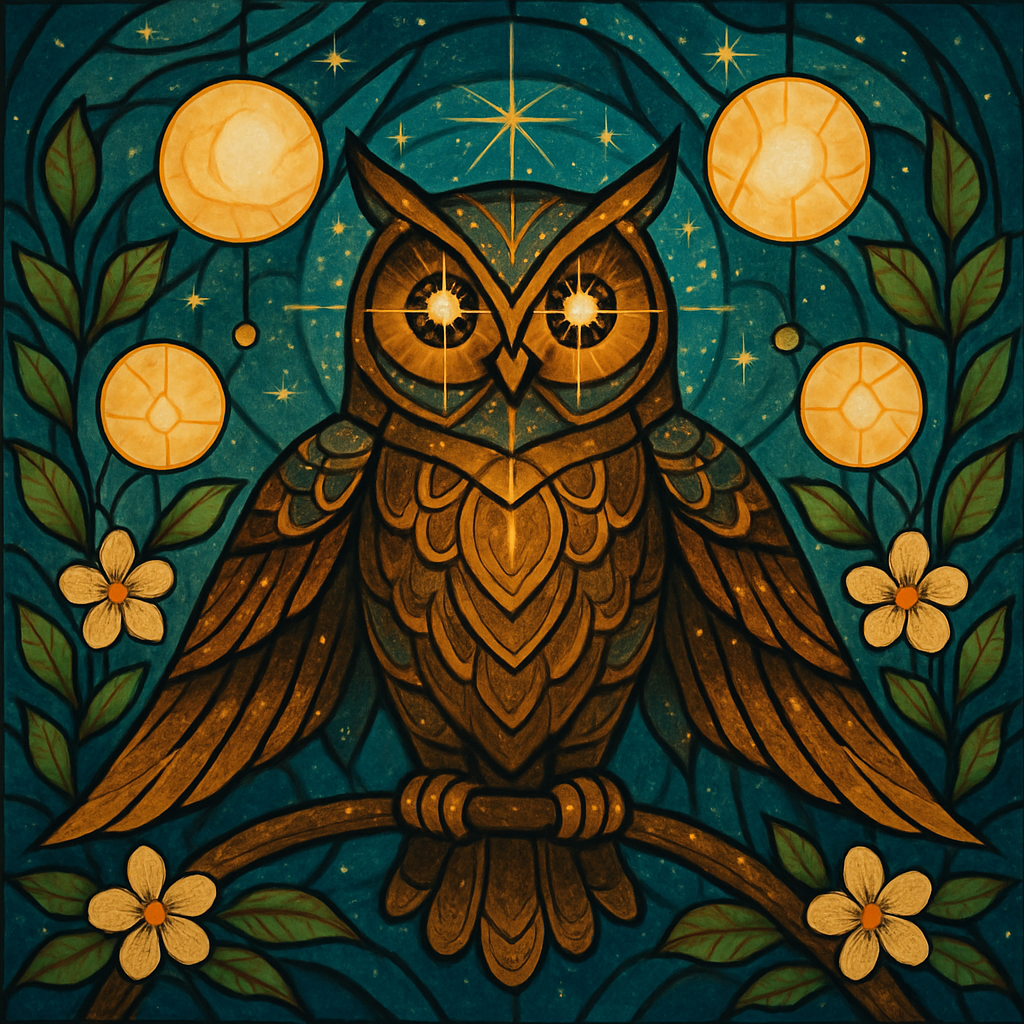Starlit Owl Lantern Grove paint by diamond