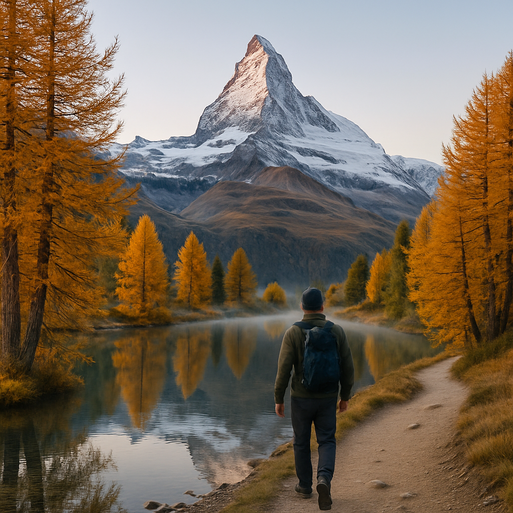 Autumn Larches And Moraine Lake Below The Matterhorn diamond painting
