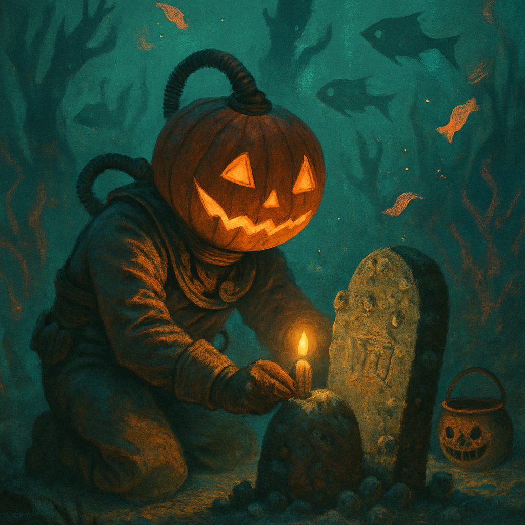 Pumpkin Diver In The Kelp Graveyard diamond painting