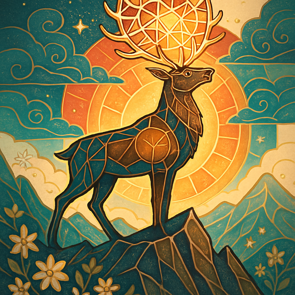 Sunrise Antler Crown Deer Of The Radiant Ridge paint by color