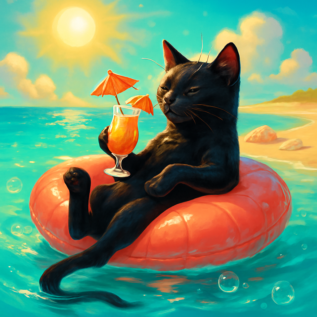 Coconut Cooler Cat On Coral Reef Floatie Painting by diamonds kit