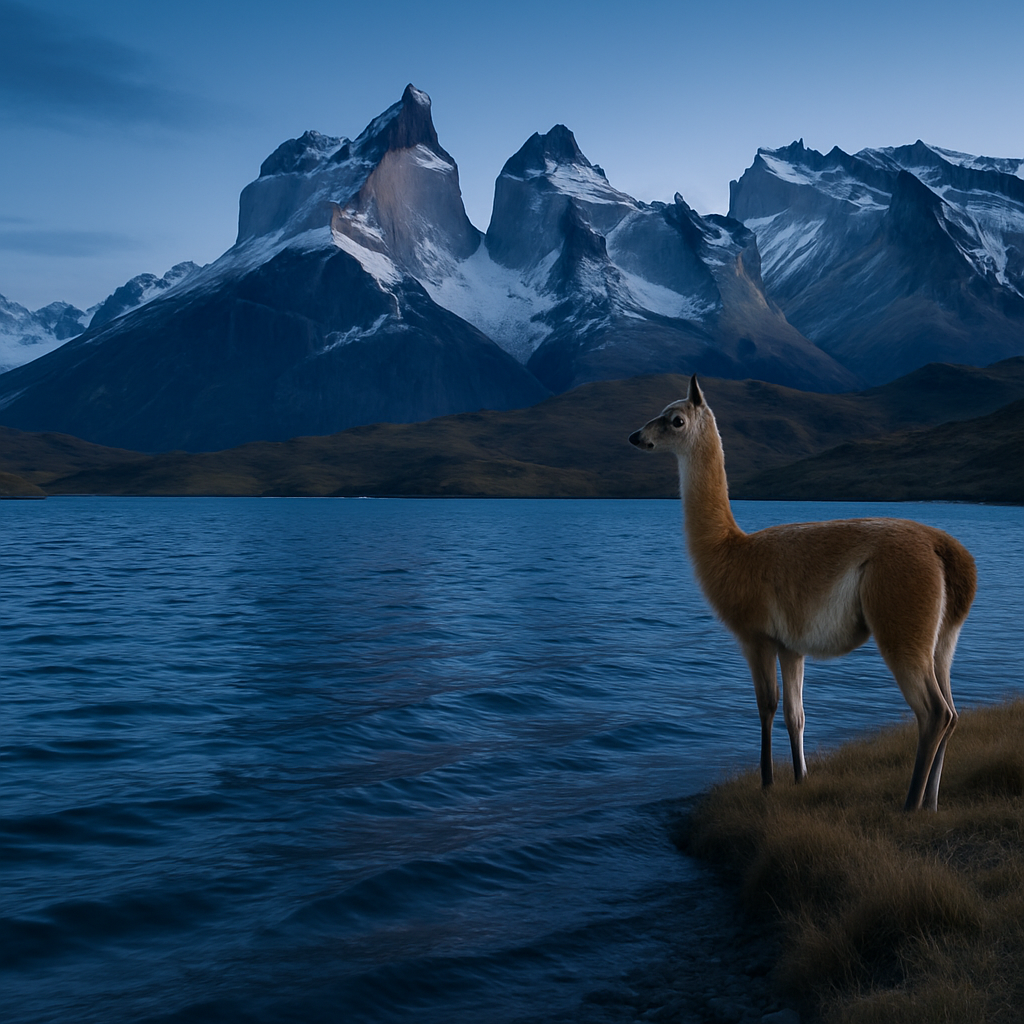 Blue Hour At Lago Pehoe With Cuernos Del Paine diamond painting