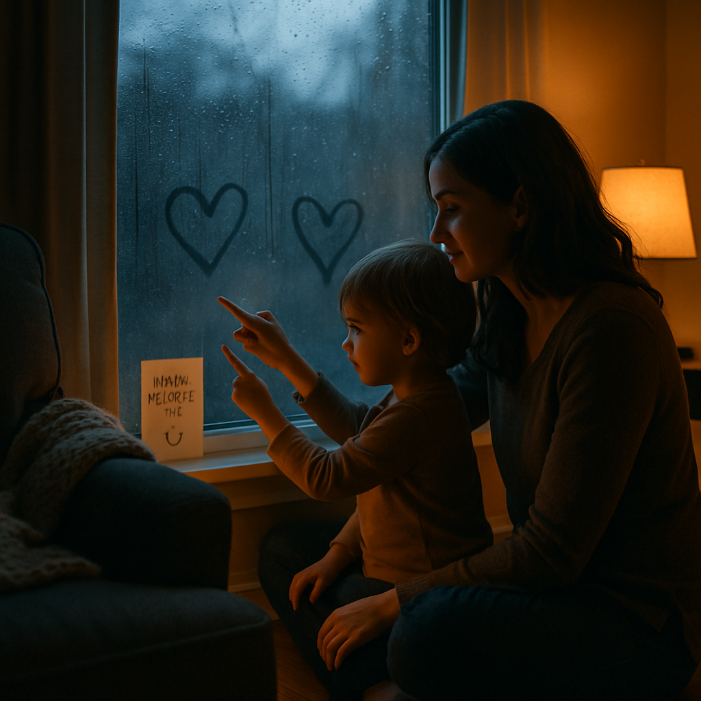 Rainy Window Promises Finger Painted Hearts On The Glass Paint by diamonds kits