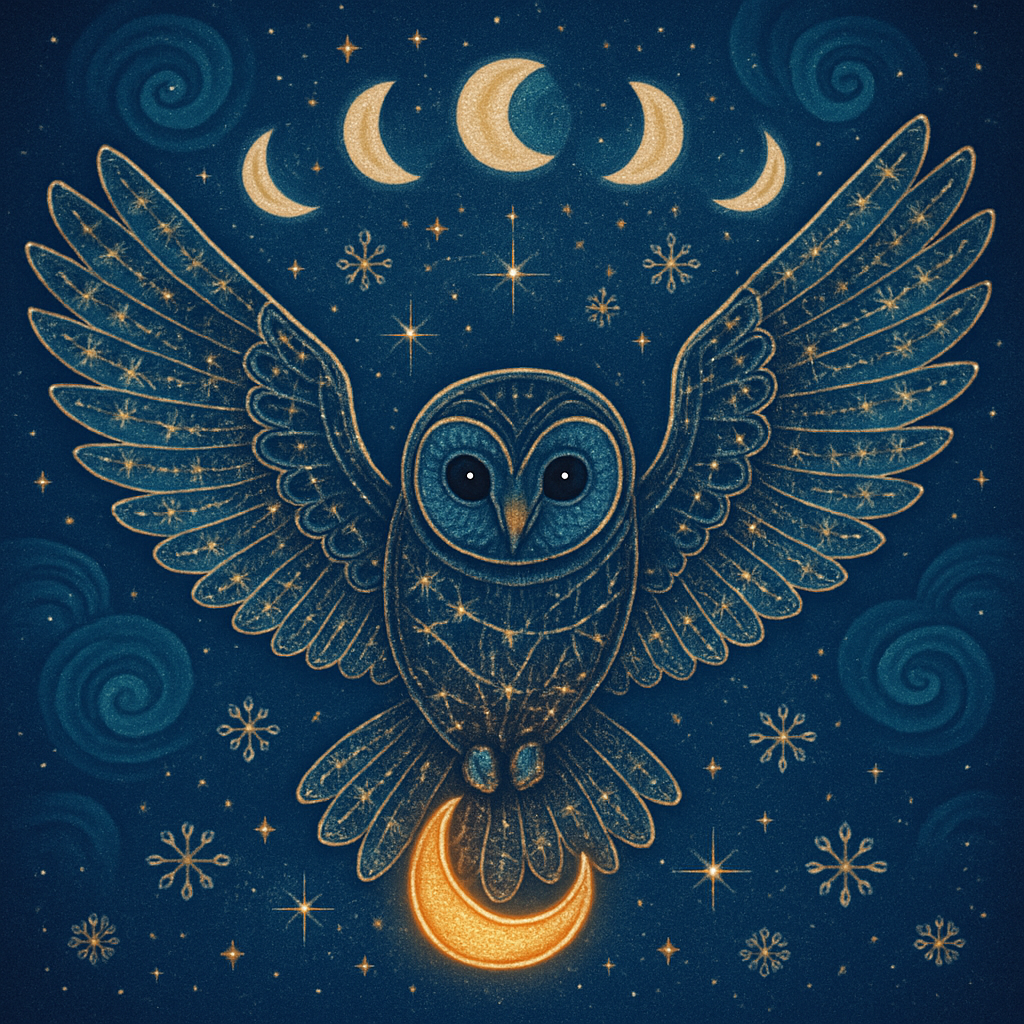Starlit Library Owl With Constellation Feathers diamonded painting kits