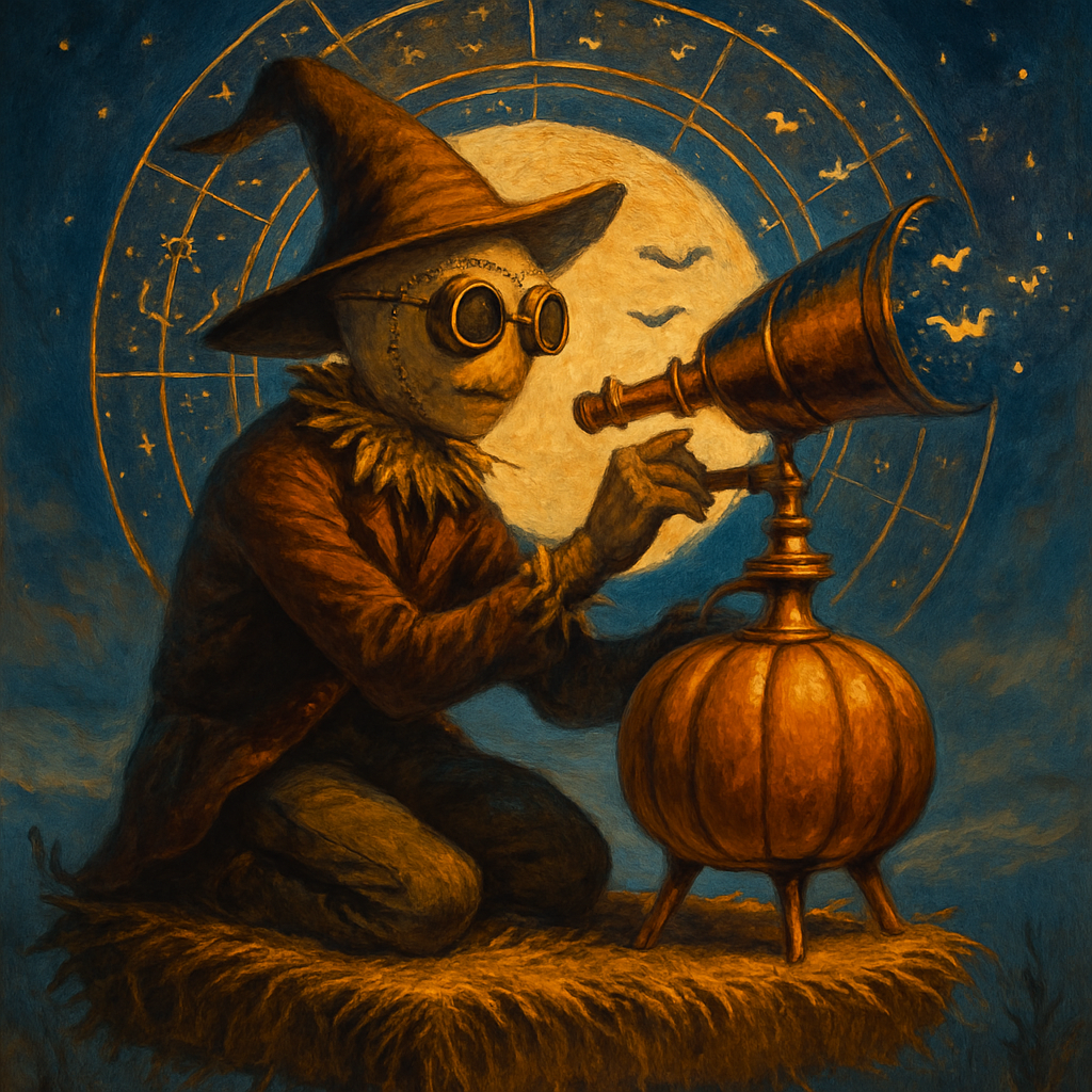 Pumpkin Observatory On A Floating Hay Bale Painting by diamonds kit