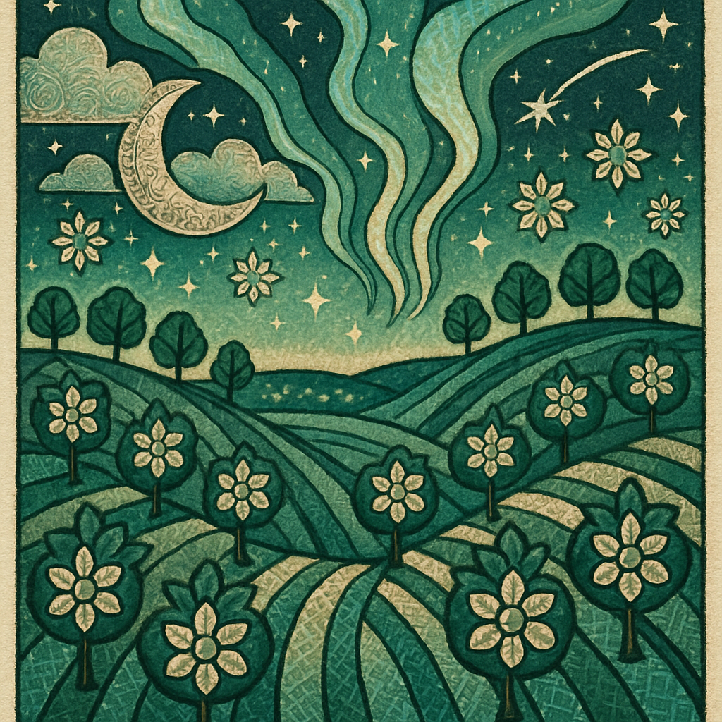 Aurora Orchard Over Patchwork Hills diamond painting