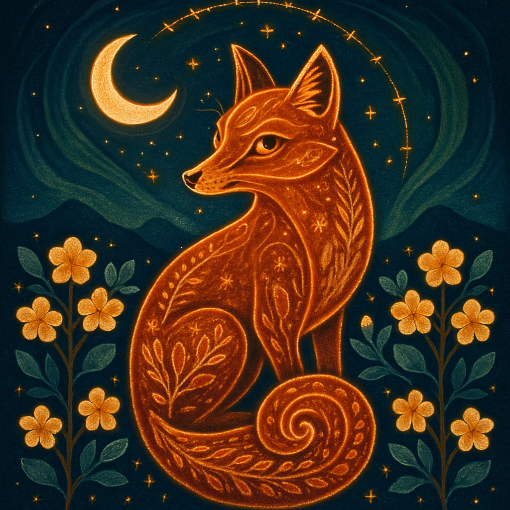 Starloom Fox Under The Crescent Orchard Paint by diamonds art