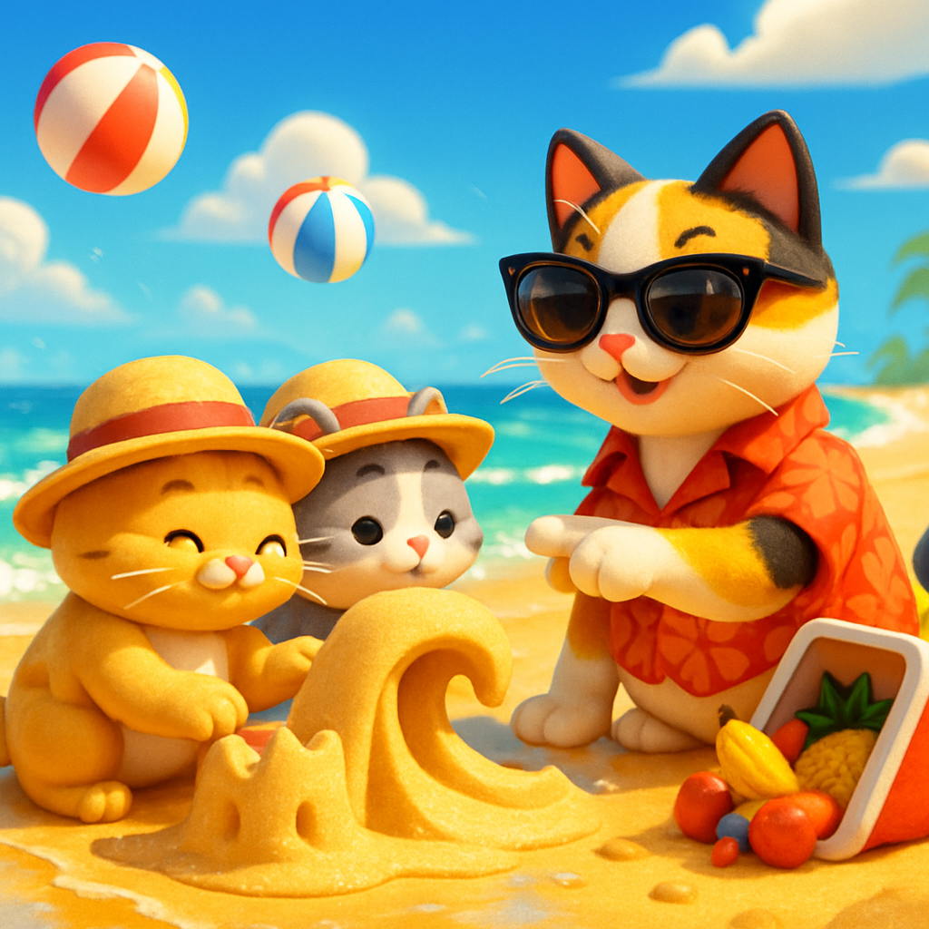 Sandcastle Surf School Kittens paint by diamonds