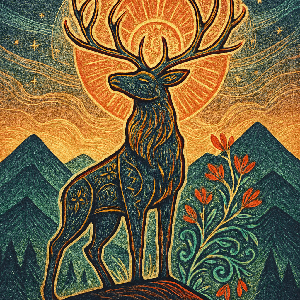 Dawnwheel Deer Of The Radiant Pass paint by diamonds
