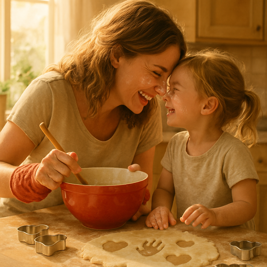 Flour Dust And Heartbeats The Kitchen Where Two Generations Learn Joy Painting by diamonds kit