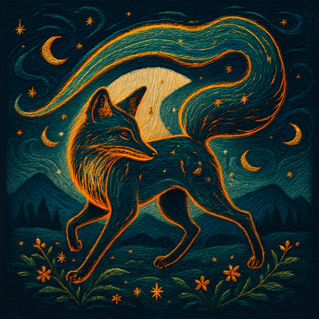 Aurora Thread Fox Of The Midnight Meadow paint by diamond