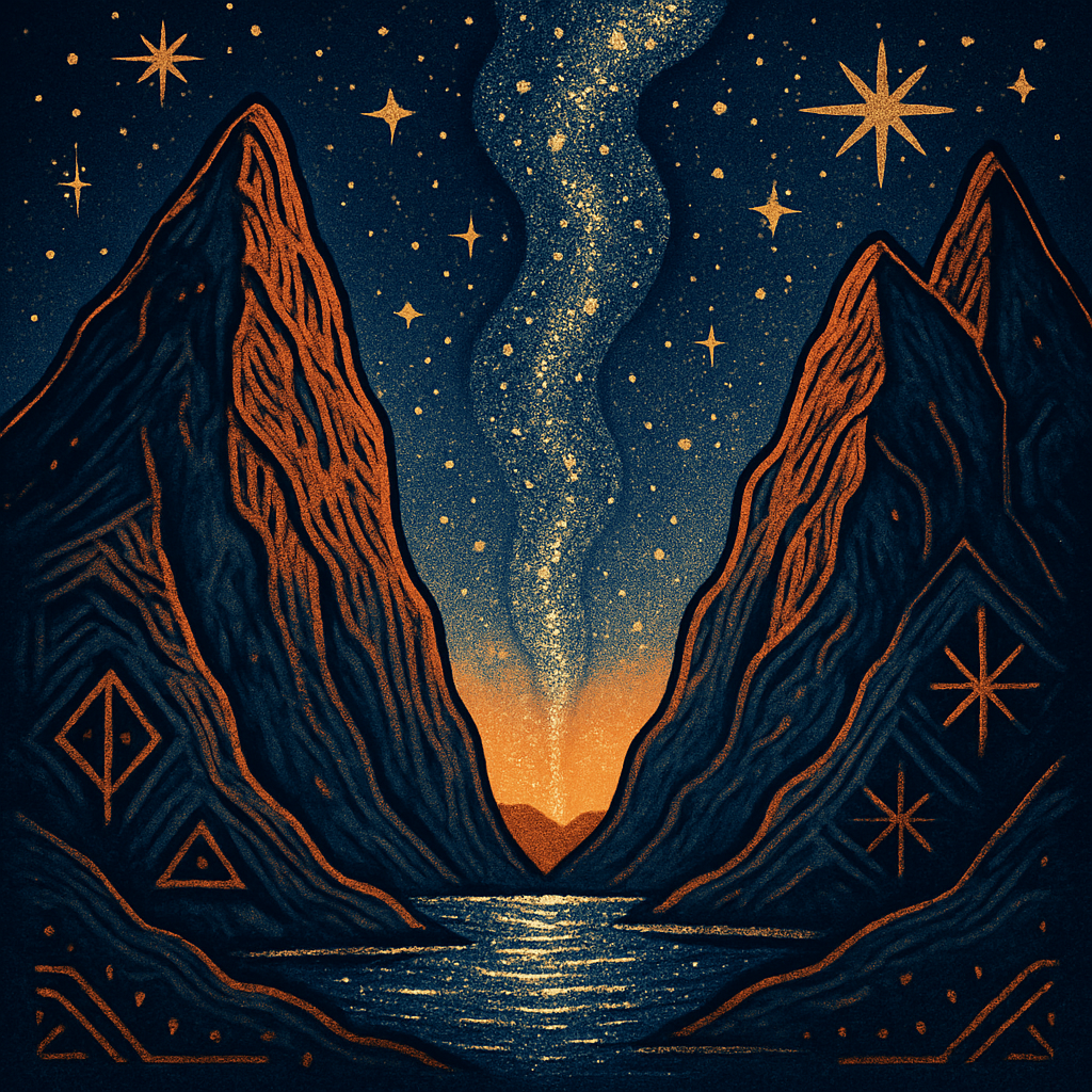 Galaxy Pass Between Quiet Peaks diamond painting