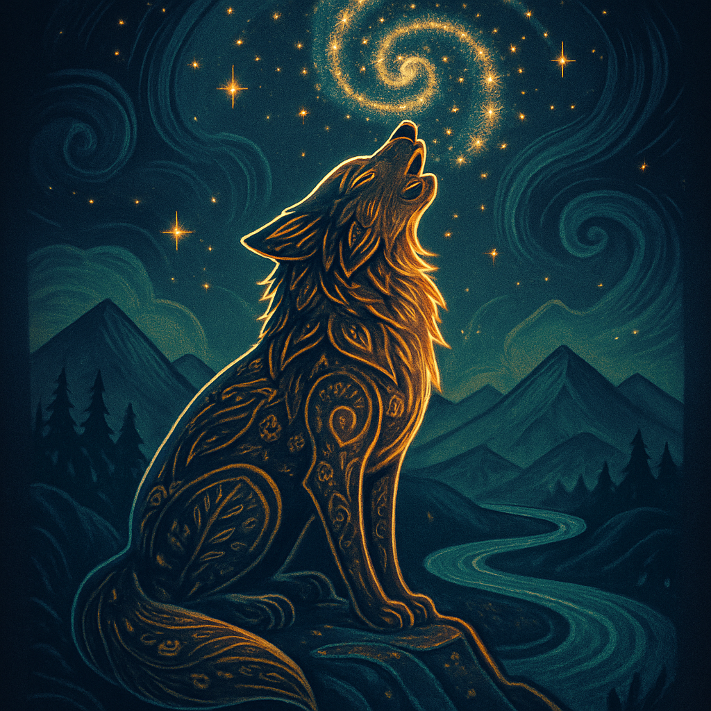 Cosmic Illustration Wolf Of The Mountain Harmony Spiral diamonded painting kits