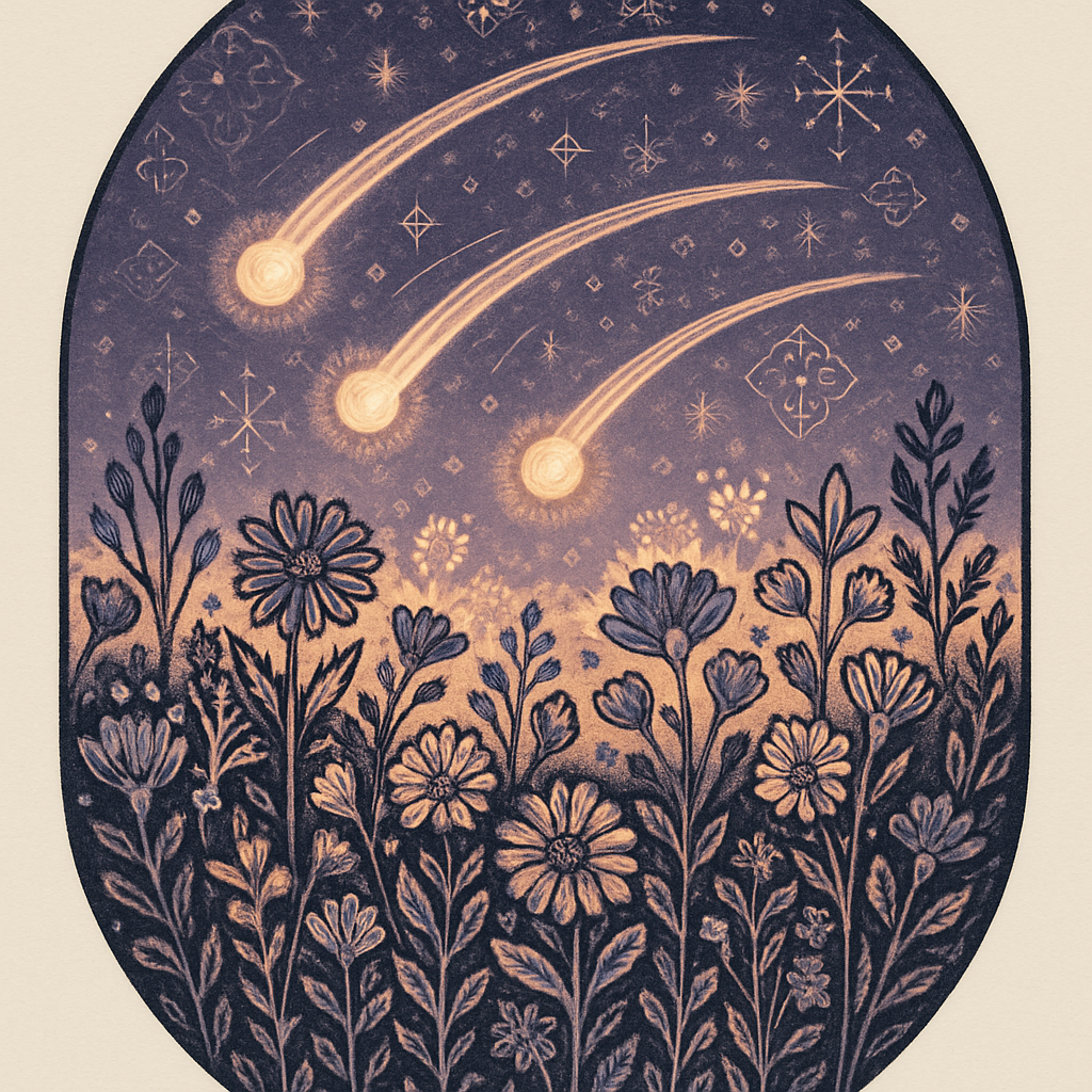 Lavender Night Meadow With Comet Lanterns Painting by diamonds kit