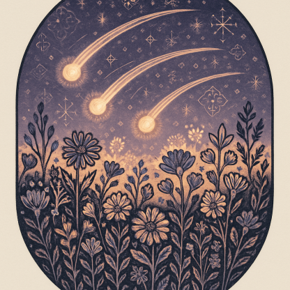 Lavender Night Meadow With Comet Lanterns Painting by diamonds kit