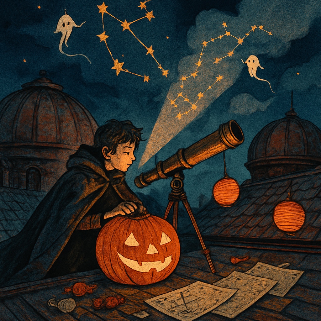 Pumpkin Signal Over The Rooftop Observatory paint by color