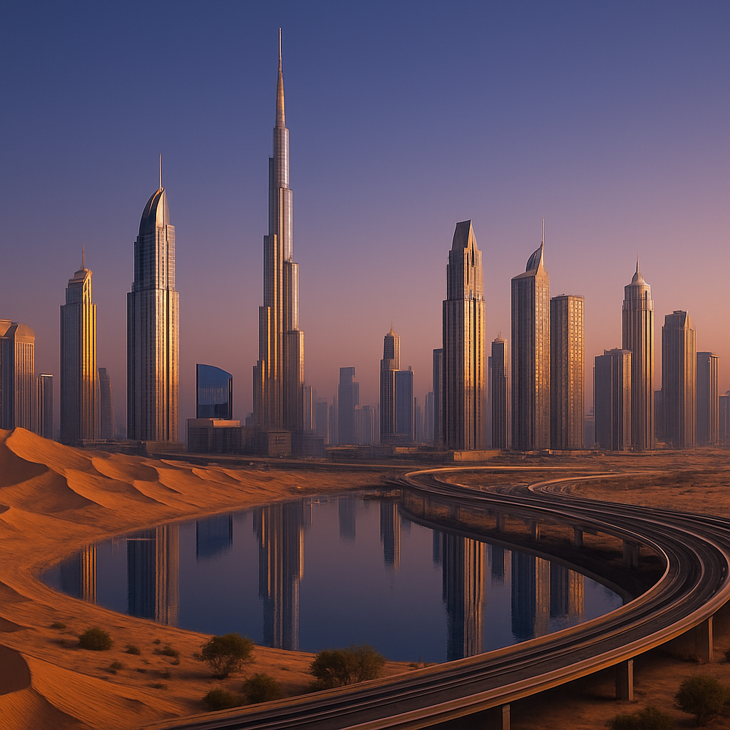 Desert Mega City Skyline At Blue Hour painting diamond kit