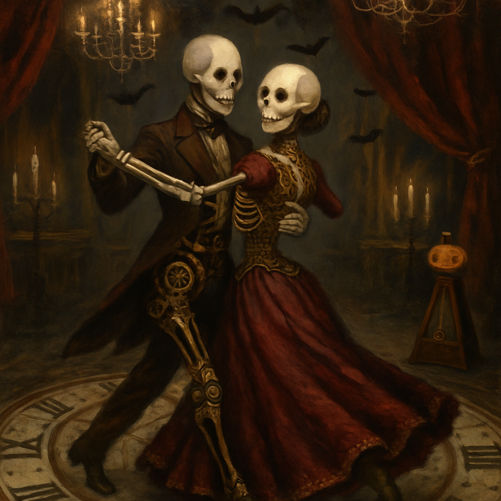 The Midnight Masquerade Of Clockwork Skeletons DIY paint by diamonds