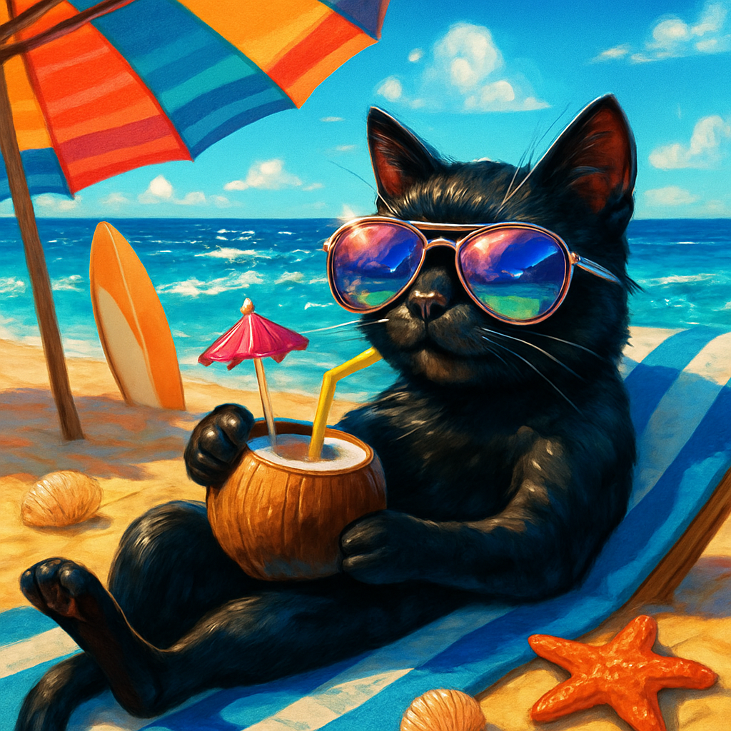 Coconut Mocktail Lounge Cat diamonded painting kits