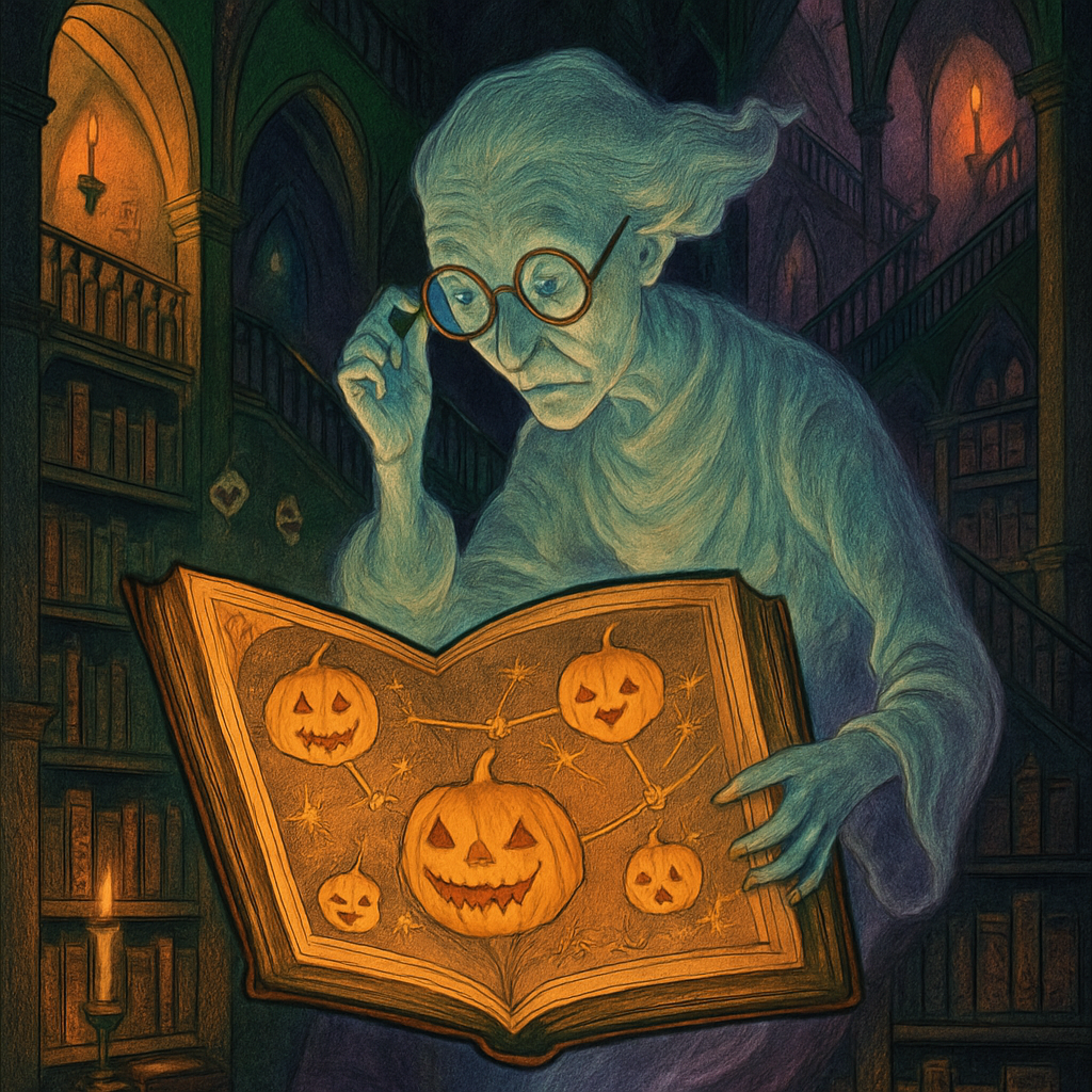 Ghost Librarian Of The Pumpkin Atlas Painting by diamonds kit