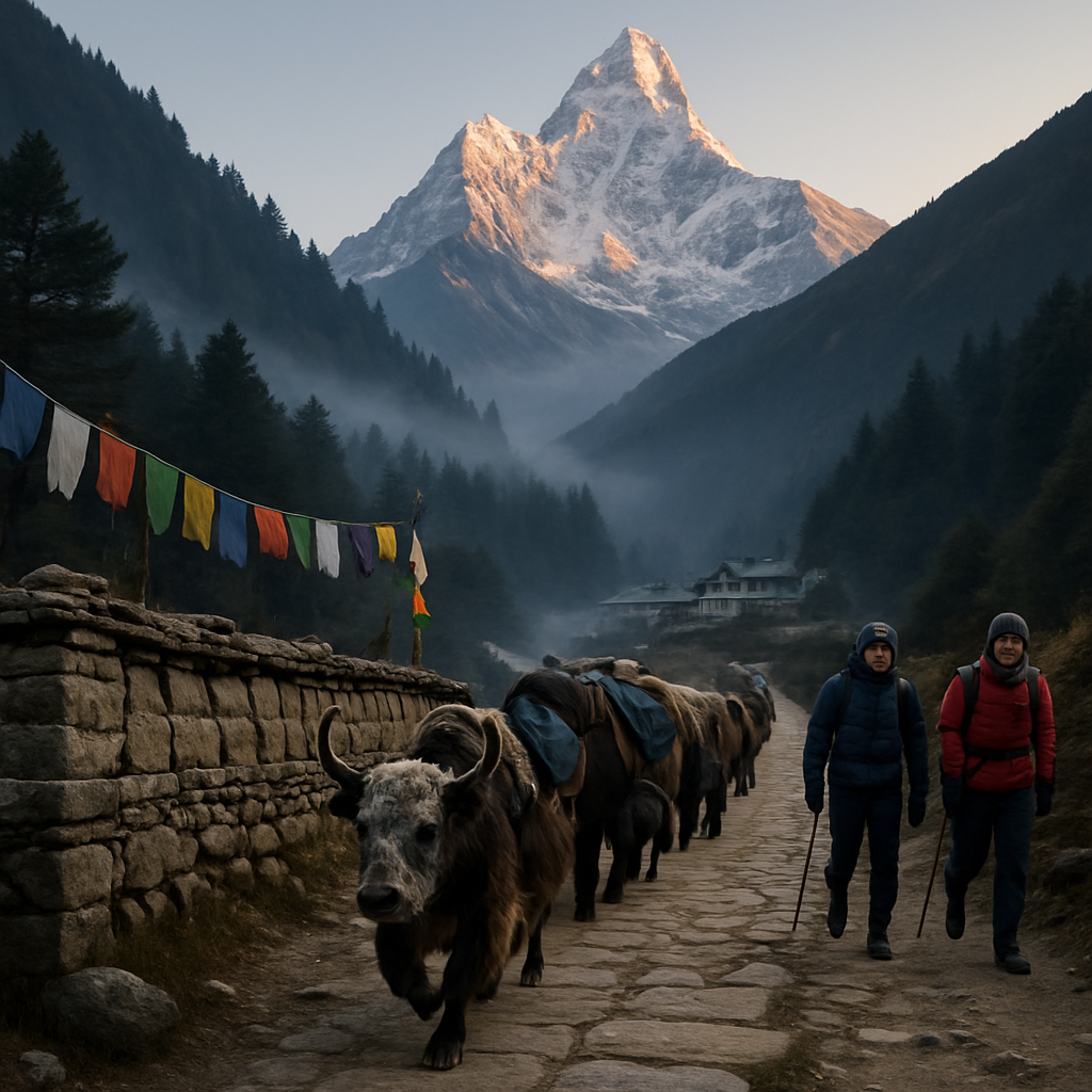 Khumbu Valley Mist With Ama Dablam Morning Light paint by diamonds