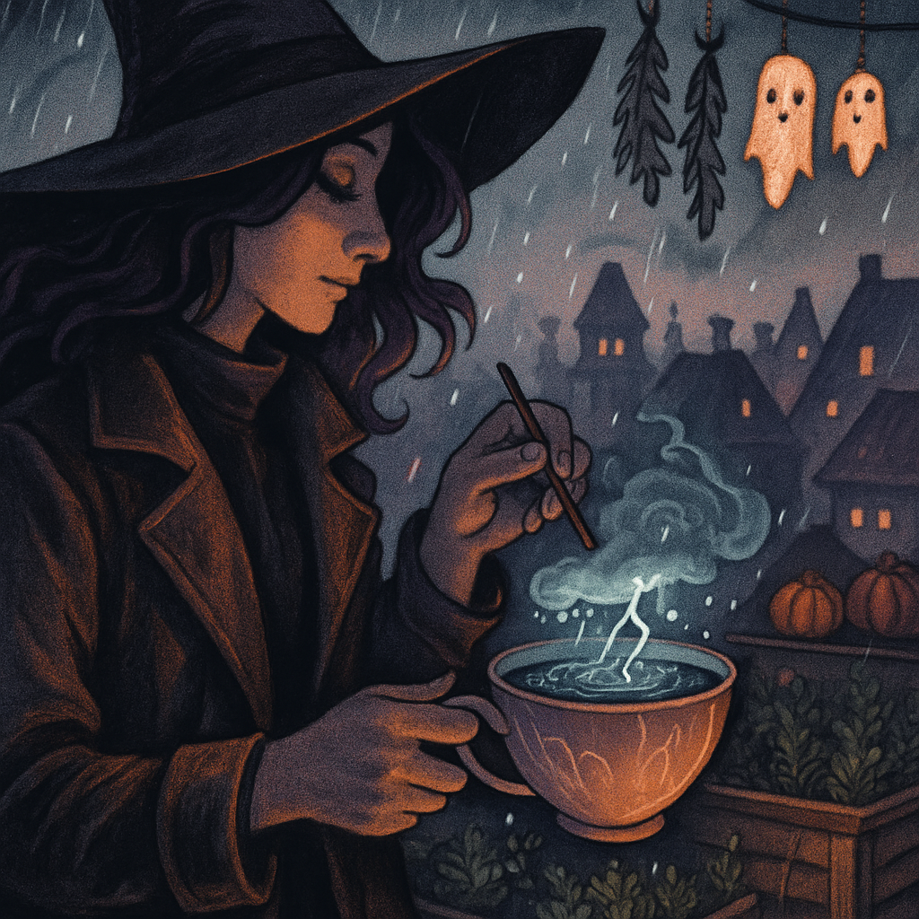 Witchs Teacup Storm Over The Rooftop Garden Painting by diamonds kit