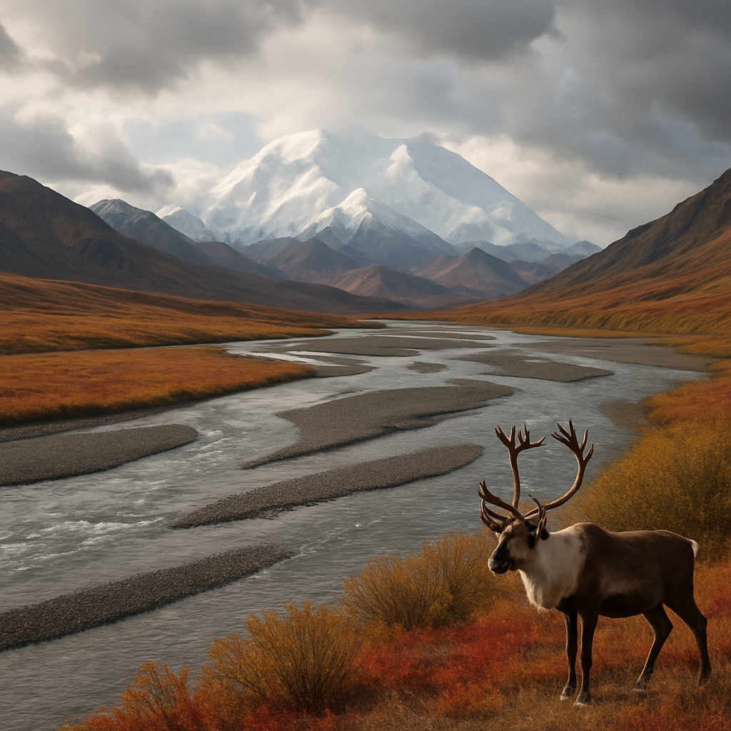 Denali Foothills Autumn Tundra And Braided River Painting by diamonds kit
