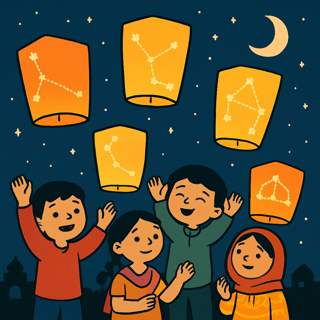 Festival Of Lantern Constellations Painting by diamonds kit