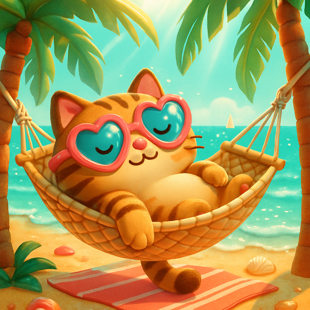 Coconut Hammock Siesta Cat painting diamond kit