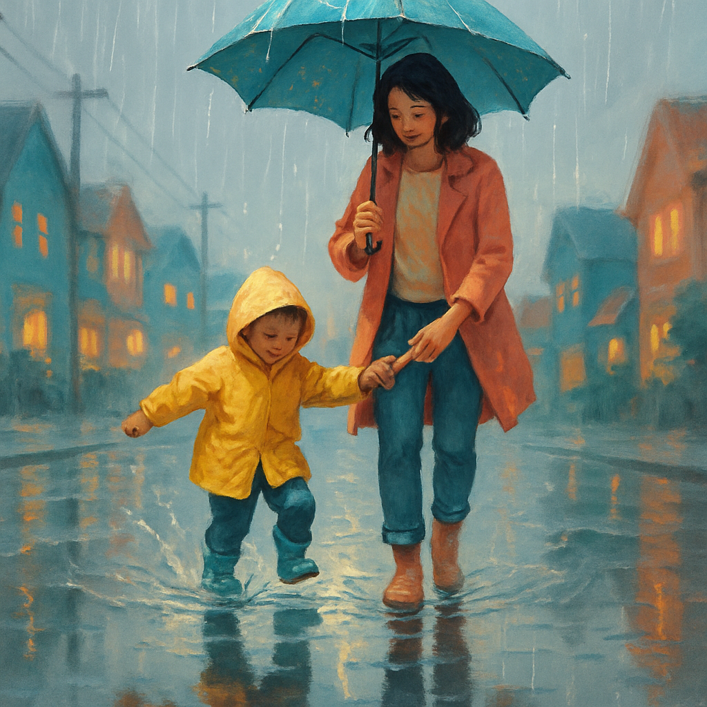 Raincoat Parade Under One Umbrella Of Care paint by color