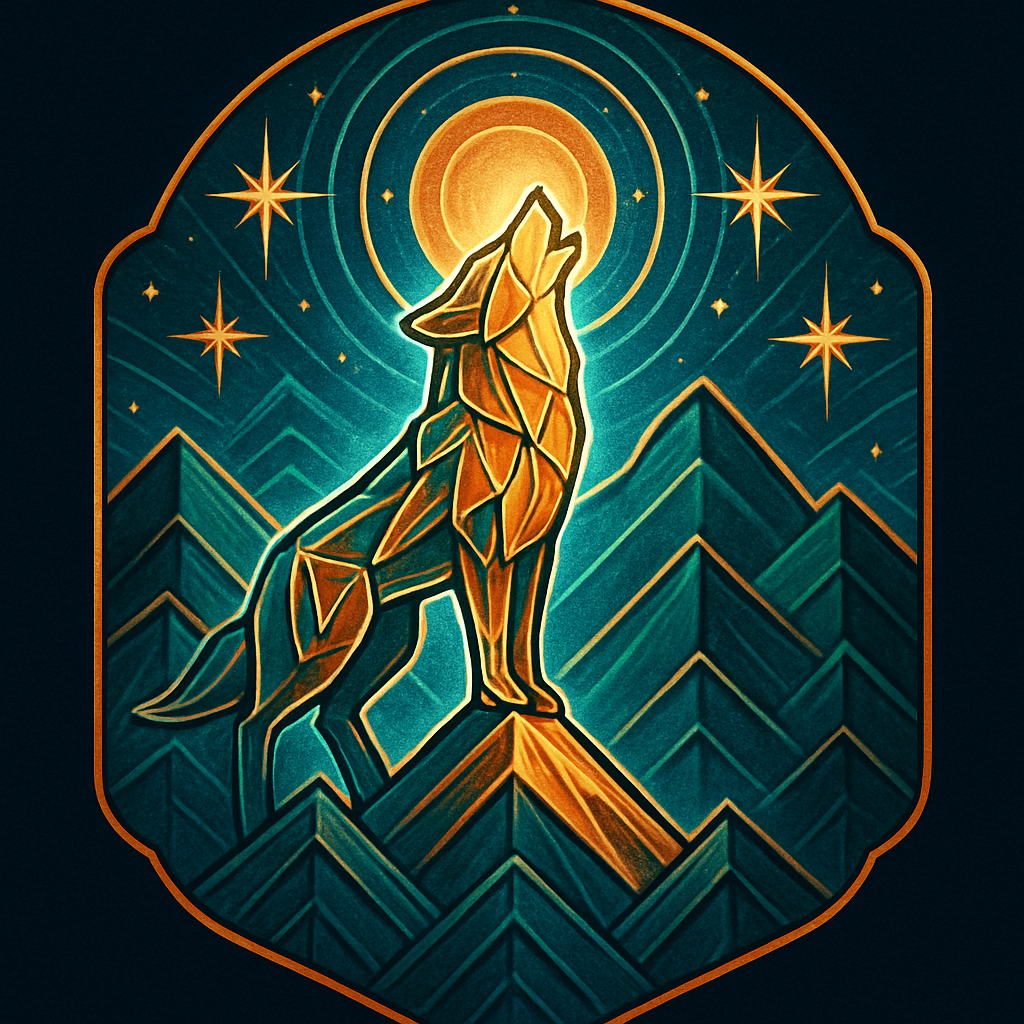 Radiant Geometric Wolf In Mountain Harmony painting diamond kit