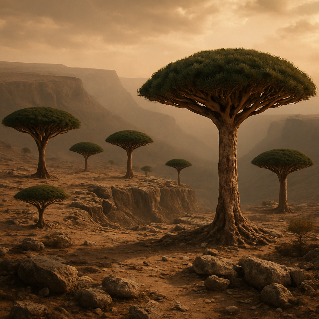Dragon Blood Tree Dracaena Cinnabari Socotra Yemen paint by diamonds