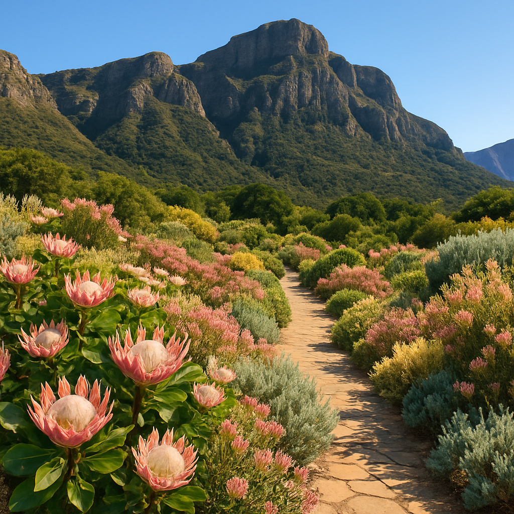 Kirstenbosch National Botanical Garden Cape Town South Africa Protea Hillside Painting by diamonds kit