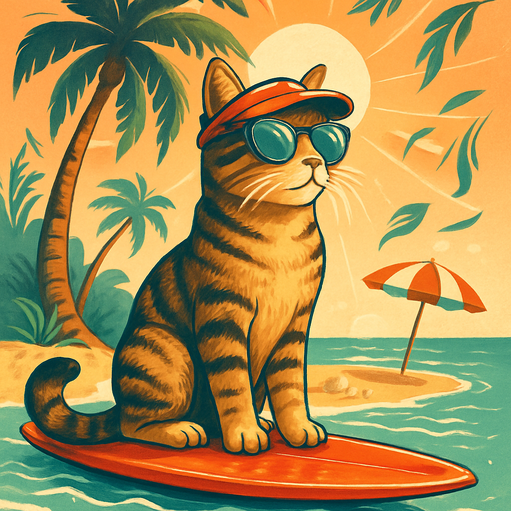 Coconut Lagoon Lifeguard Cat diamond painting